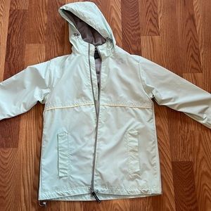 Mint blue rain jacket